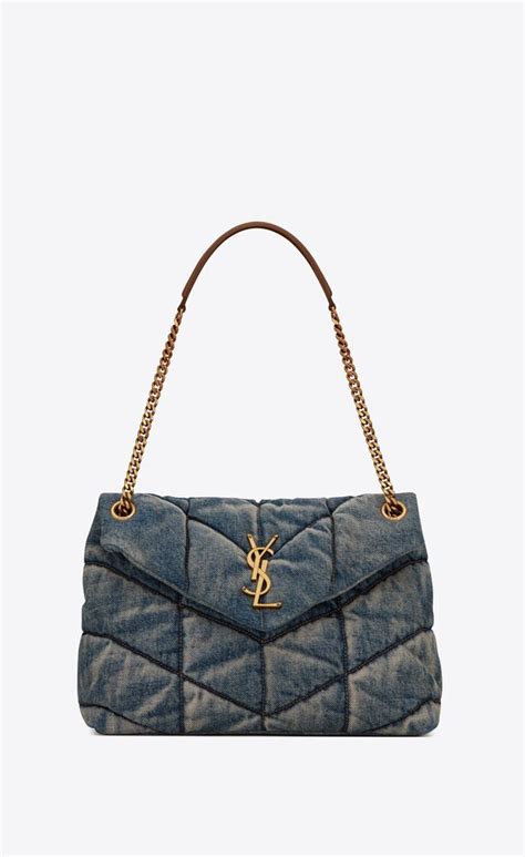 ysl puffy tote|PUFFER MEDIUM in suede and denim .